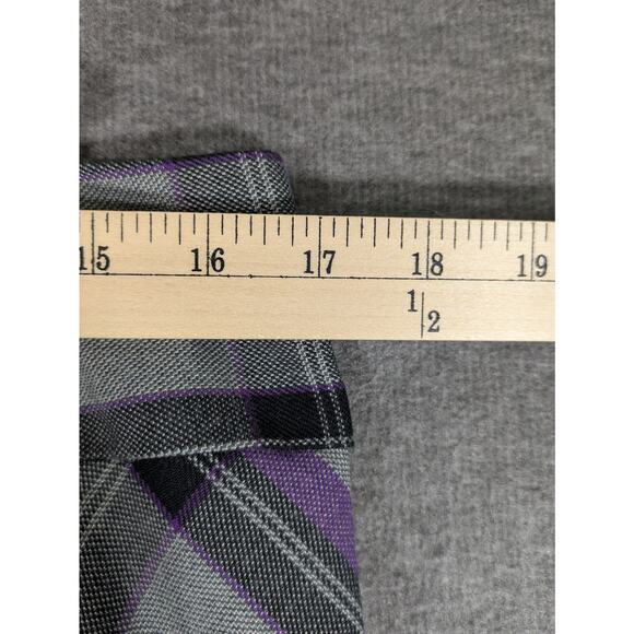 East 5th Women's Purple Gray Plaid Midi‎ Skirt with Liner Size 14 Petite - Picture 7 of 11